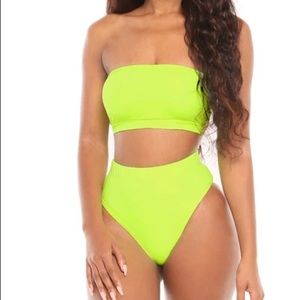 HP✨ Neon Green High Waisted 2 piece Bandeau Bikini
